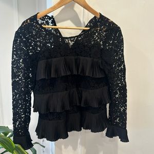 Jcrew black lace ruffle top